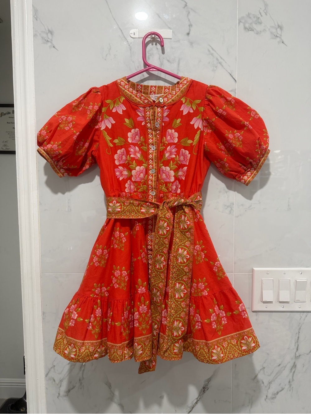 A Loves A Girls Coral Floral Button-Front dress